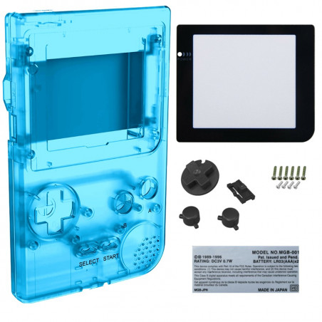 Carcasa compatible para Game Boy Pocket azul transparente Repuesto