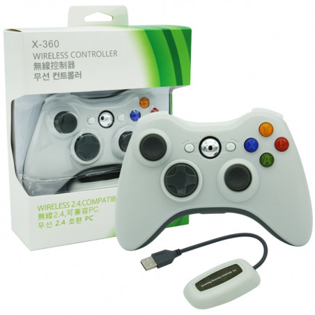 CONTROLLER WIRELESS XBOX 360 WHITE   USB RECEIVER