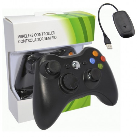 CONTROLLER WIRELESS XBOX 360 BLACK   USB RECEIVER